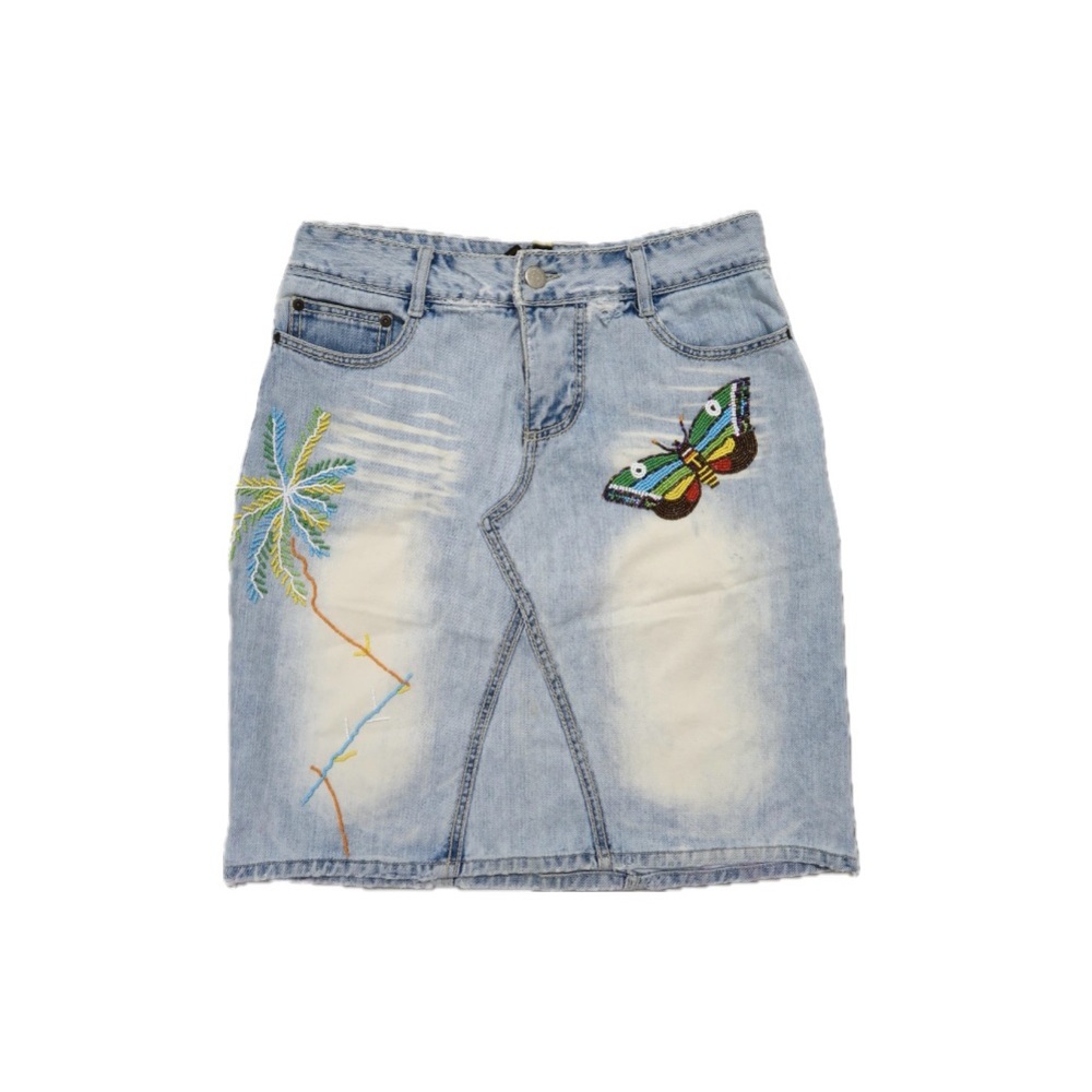 VNTG Beaded Denim Skirt